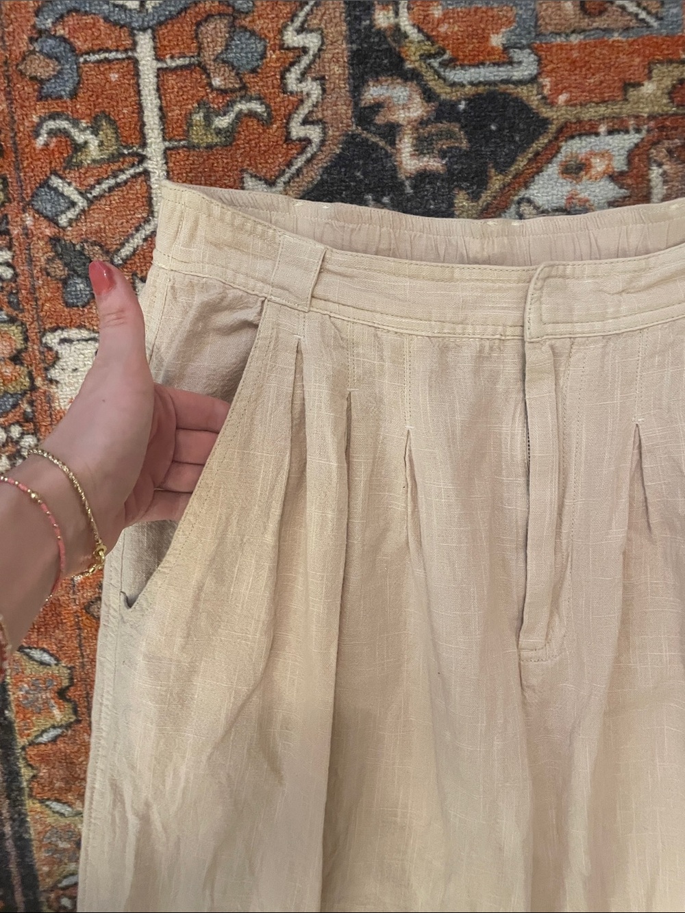 Free People Lotta Love Linen Trousers Tan | Women’s Size 8 - Picture 4 of 7